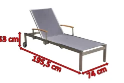 OUTFLEXX Rollliege, taupe, Edelstahl/Textilene, mit Gasfeder, 195 x 74 cm
