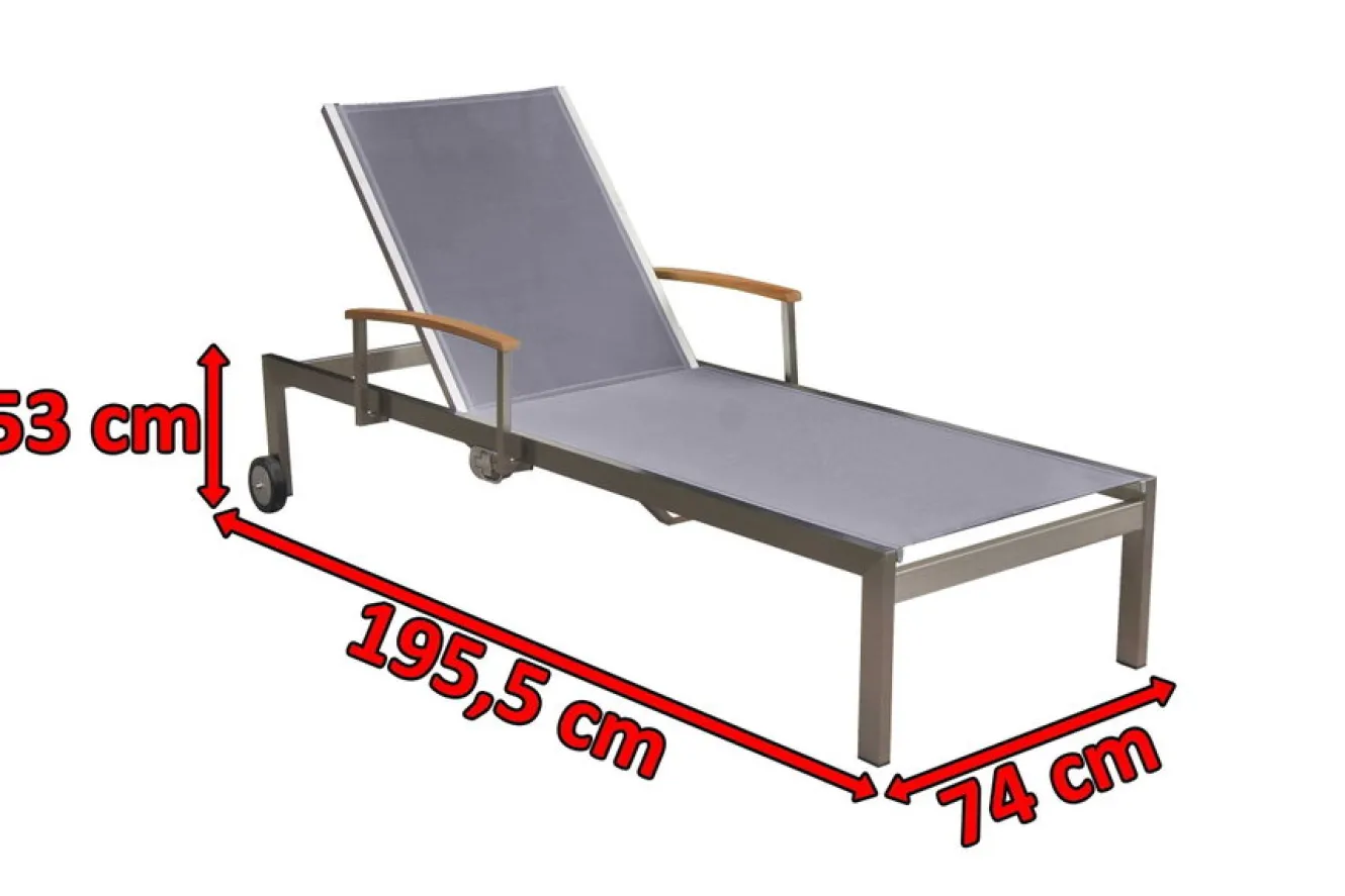 OUTFLEXX Rollliege, taupe, Edelstahl/Textilene, mit Gasfeder, 195 x 74 cm
