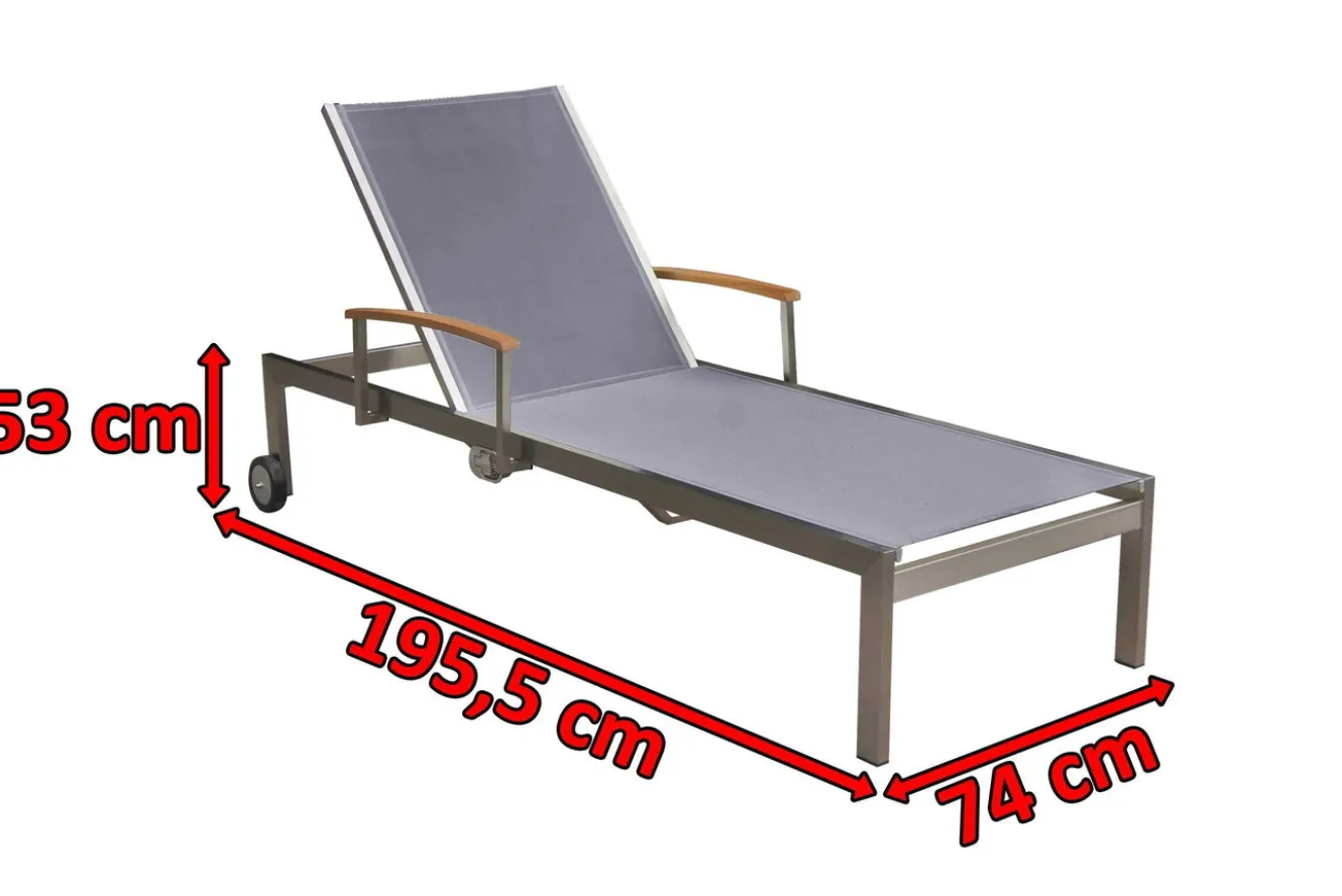 OUTFLEXX Rollliege, taupe, Edelstahl/Textilene, mit Gasfeder, 195 x 74 cm