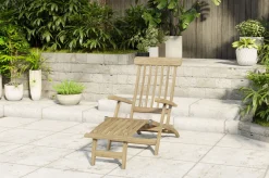 OUTFLEXX Seattle Liegestuhl / Deckchair, natur, Teakholz, 165 x 58 x 96 cm, fein geschliffen