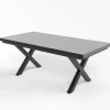 OUTFLEXX Serro Ausziehtisch, schwarz/grau, Aluminium und Steinimitat, 200/260 x 100 cm, modernes X-Gestell