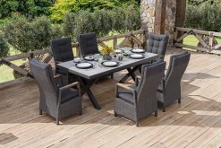 OUTFLEXX Serro Garten-Essgruppe, 6 Personen, ausziehbar, 200-260cm, Alu/Polyrattan, FSC®-zertifiziert