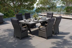 OUTFLEXX Serro Garten-Essgruppe, 6 Personen, ausziehbar, 200-260cm, Alu/Polyrattan, FSC®-zertifiziert