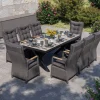 OUTFLEXX Serro Garten-Essgruppe, schwarz/anthrazit/grau, Alu/Polyrattan/Steinimitat, 200/260 x 100 cm, 8 Diningsessel, FSC®-zertifiziert, ausziehbar