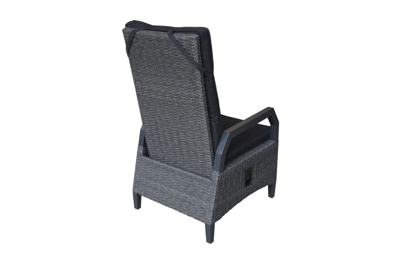 OUTFLEXX Serro Garten-Essgruppe, schwarz/grau, Aluminium/Polyrattan/Steinimitat, 200/260 x 100 cm, ausziehbar, 6 Diningsessel