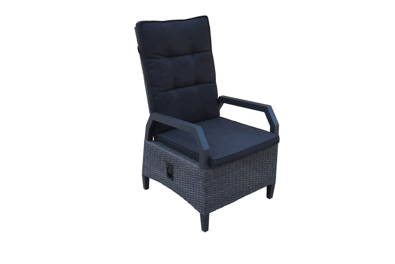OUTFLEXX Serro Garten-Essgruppe, schwarz/grau, Aluminium/Polyrattan/Steinimitat, 200/260 x 100 cm, ausziehbar, 6 Diningsessel