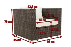 OUTFLEXX Sessel, braun marmoriert, Polyrattan, 90 x 85 x 70 cm, wasserfeste Kissenbox