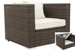 OUTFLEXX Sessel, braun marmoriert, Polyrattan, 90 x 85 x 70 cm, wasserfeste Kissenbox