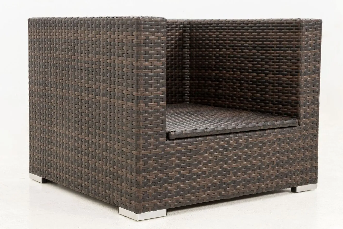 OUTFLEXX Sessel, braun marmoriert, Polyrattan, 90 x 85 x 70 cm, wasserfeste Kissenbox