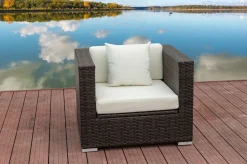OUTFLEXX Sessel, braun marmoriert, Polyrattan, 90 x 85 x 70 cm, wasserfeste Kissenbox