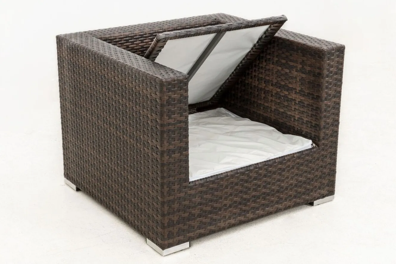 OUTFLEXX Sessel, braun marmoriert, Polyrattan, 90 x 85 x 70 cm, wasserfeste Kissenbox