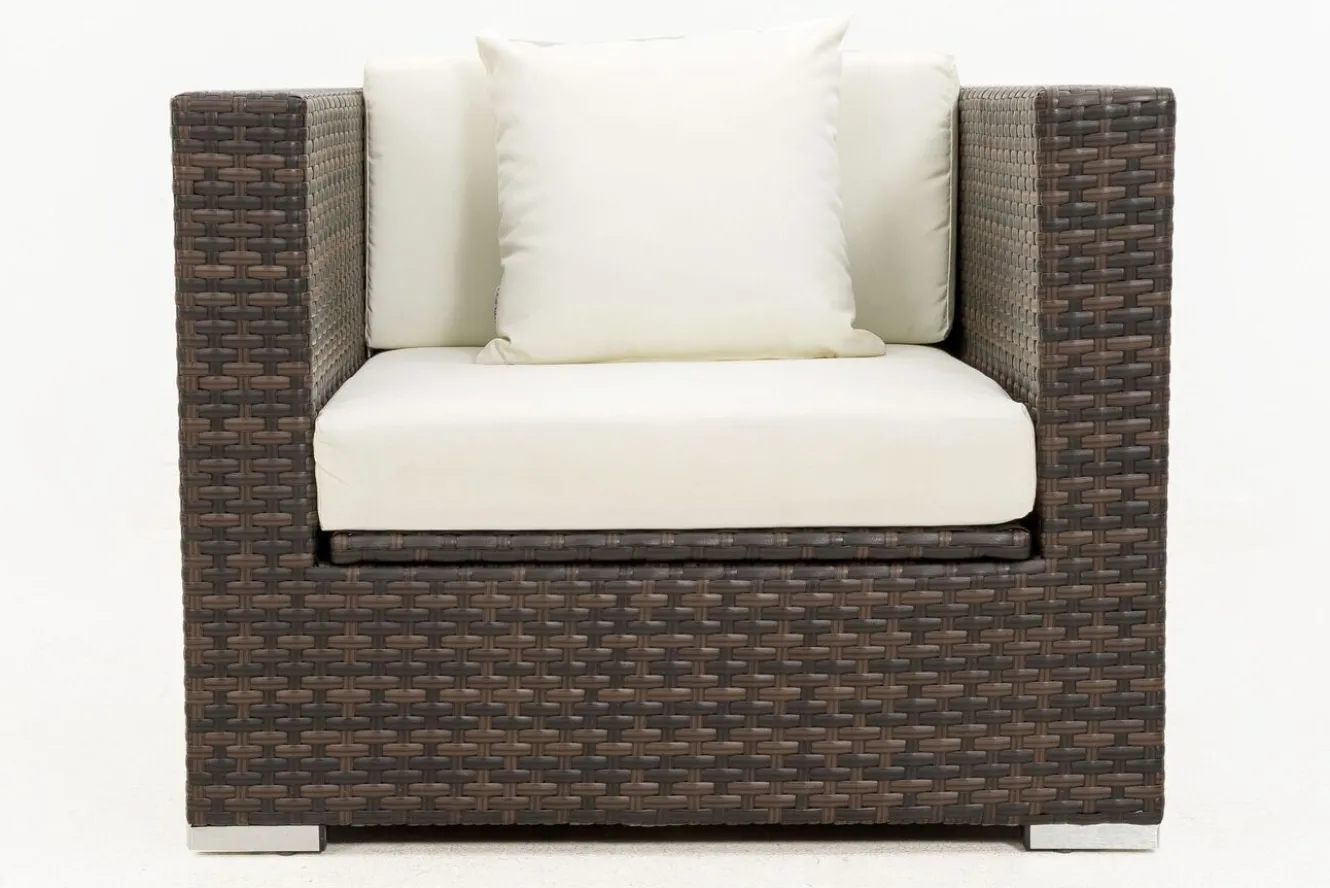 OUTFLEXX Sessel, braun marmoriert, Polyrattan, 90 x 85 x 70 cm, wasserfeste Kissenbox