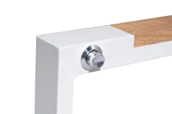 OUTFLEXX Sessel, creme/weiß, Alu/Textilene, mit Teak-Armlehnen, wetterfest, hochwertig, abnehmbarer Bezug