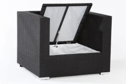 OUTFLEXX Sessel, creme/weiß, schwarz, Polyrattan, inkl. Polster und Kissen, wasserfeste Kissenbox
