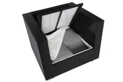 OUTFLEXX Sessel, creme/weiß, schwarz, Polyrattan, inkl. Polster und Kissen, wasserfeste Kissenbox