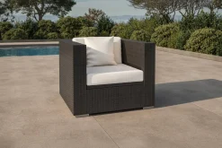 OUTFLEXX Sessel, creme/weiß, schwarz, Polyrattan, inkl. Polster und Kissen, wasserfeste Kissenbox