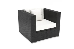 OUTFLEXX Sessel, creme/weiß, schwarz, Polyrattan, inkl. Polster und Kissen, wasserfeste Kissenbox