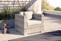 OUTFLEXX Sessel, desert-beige, Aluminium/Polyrattan/Polyester, Kissen inklusive, mit Kissenboxfunktion