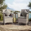 OUTFLEXX Sessel, desert-beige, Polyrattan/Aluminium, 60 x 60 x 86 cm, hohe Belastbarkeit, abnehmbare Bezüge, mit Reißverschluss, 2er Set