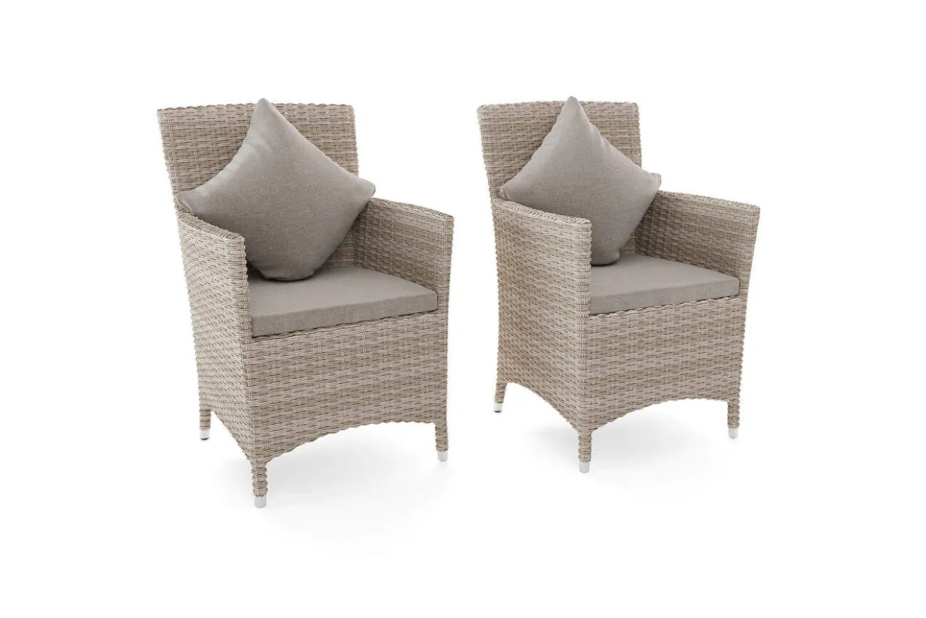 OUTFLEXX Sessel, desert-beige, Polyrattan/Aluminium, 60 x 60 x 86 cm, hohe Belastbarkeit, abnehmbare Bezüge, mit Reißverschluss, 2er Set