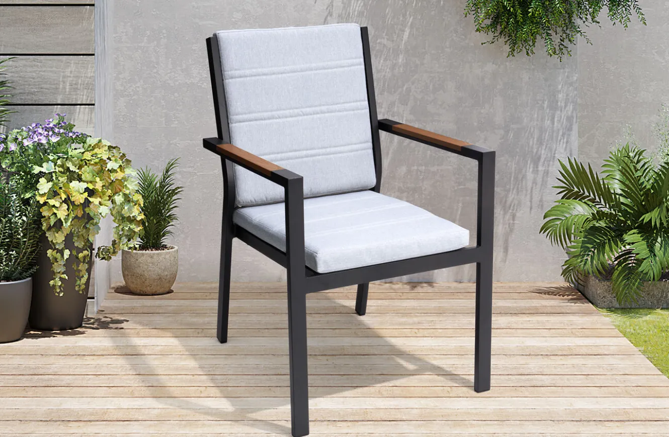 OUTFLEXX Sessel, hellgrau, Alu/Polyester, pulverbeschichtet, hohe Belastbarkeit