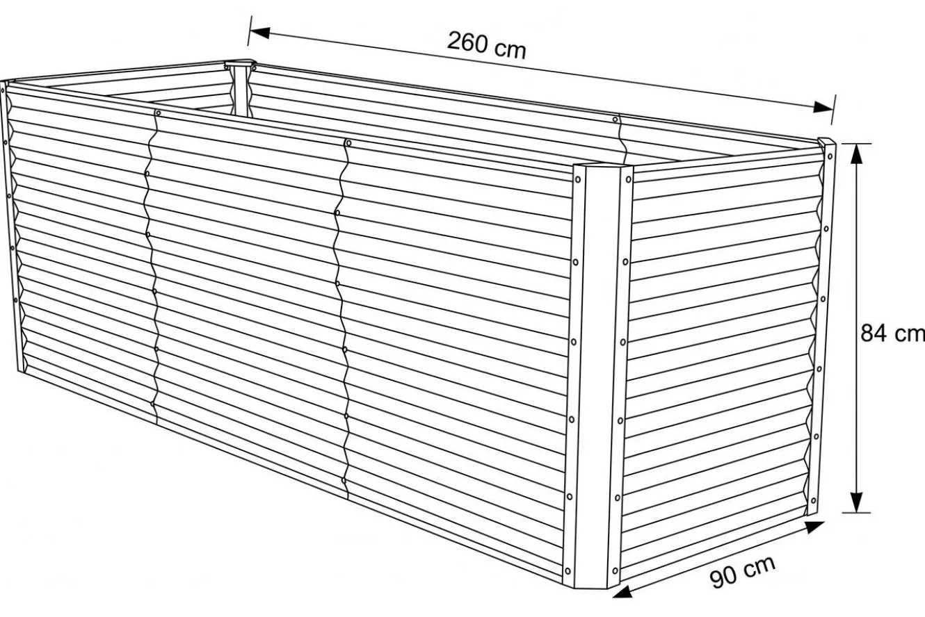 OUTFLEXX Set Hochbeet mit Erweiterungsmodul, anthrazit, Aluminium-Zink-Stahl, 180+80cm