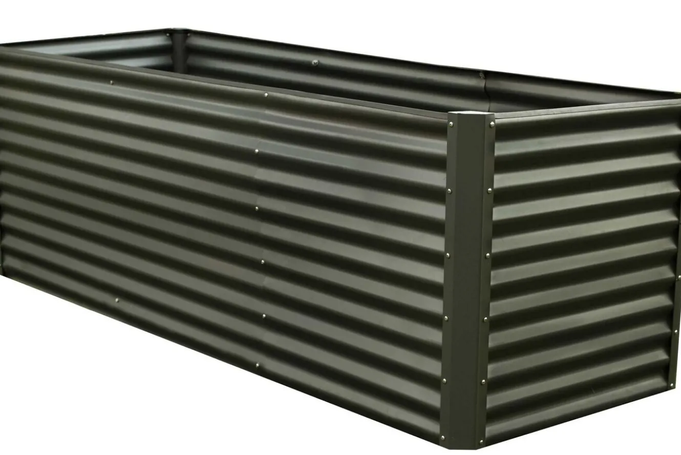 OUTFLEXX Set Hochbeet mit Erweiterungsmodul, anthrazit, Aluminium-Zink-Stahl, 120+80cm