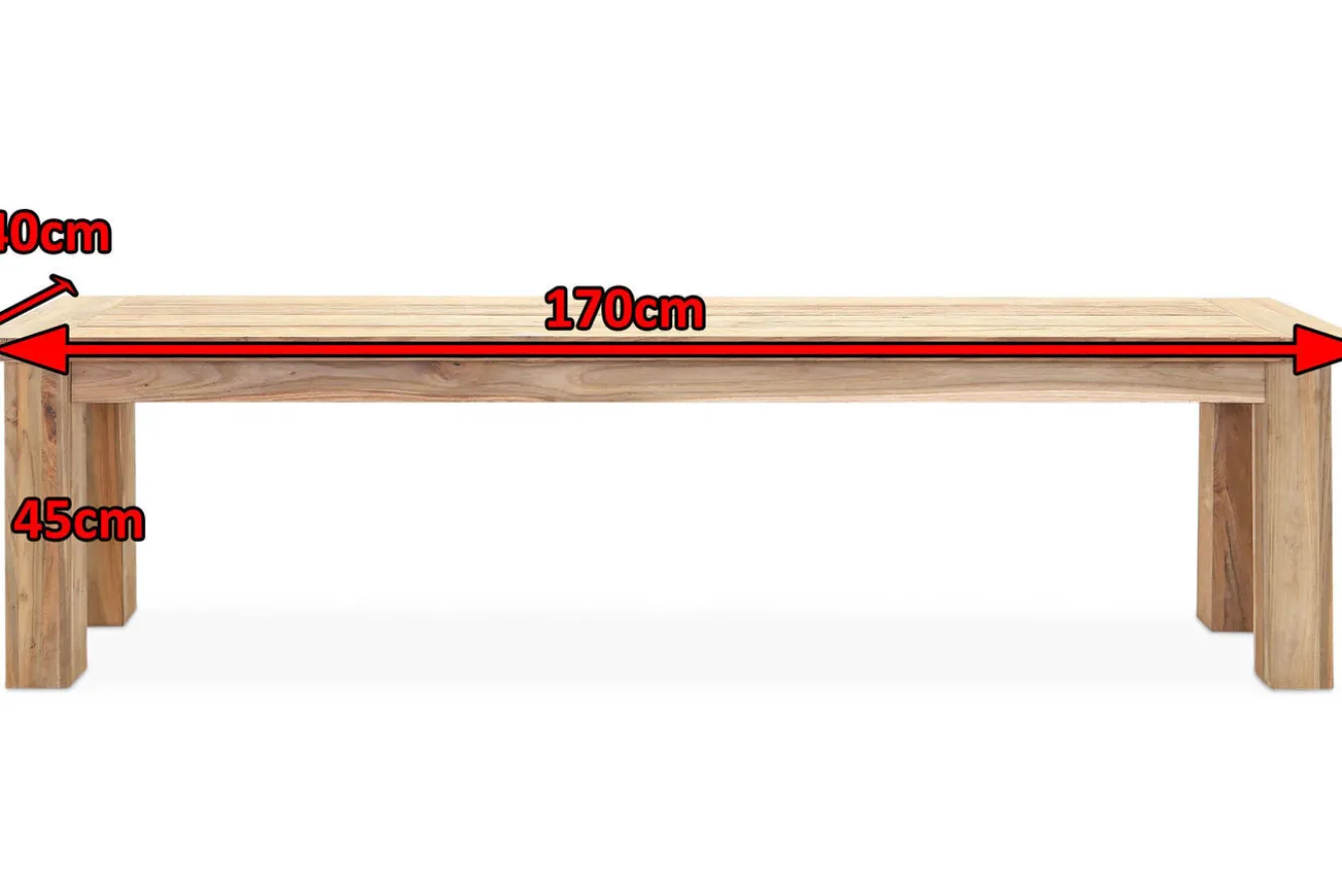 OUTFLEXX Sitzbank, natur, recyceltes SLVK-Teakholz, 170 x 40 x 45 cm