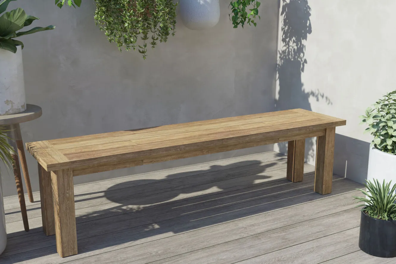 OUTFLEXX Sitzbank, natur, recyceltes SLVK-Teakholz, 170 x 40 x 45 cm