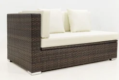 OUTFLEXX 2-Sitzer Ecksofa, braun marmoriert, Polyrattan, 145 x 85 x 70 cm, wasserfeste Kissenbox, Armlehne re.