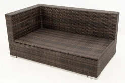 OUTFLEXX 2-Sitzer Ecksofa, braun marmoriert, Polyrattan, 145 x 85 x 70 cm, wasserfeste Kissenbox, Armlehne re.
