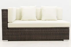 OUTFLEXX 2-Sitzer Ecksofa, braun marmoriert, Polyrattan, 145 x 85 x 70 cm, wasserfeste Kissenbox, Armlehne re.