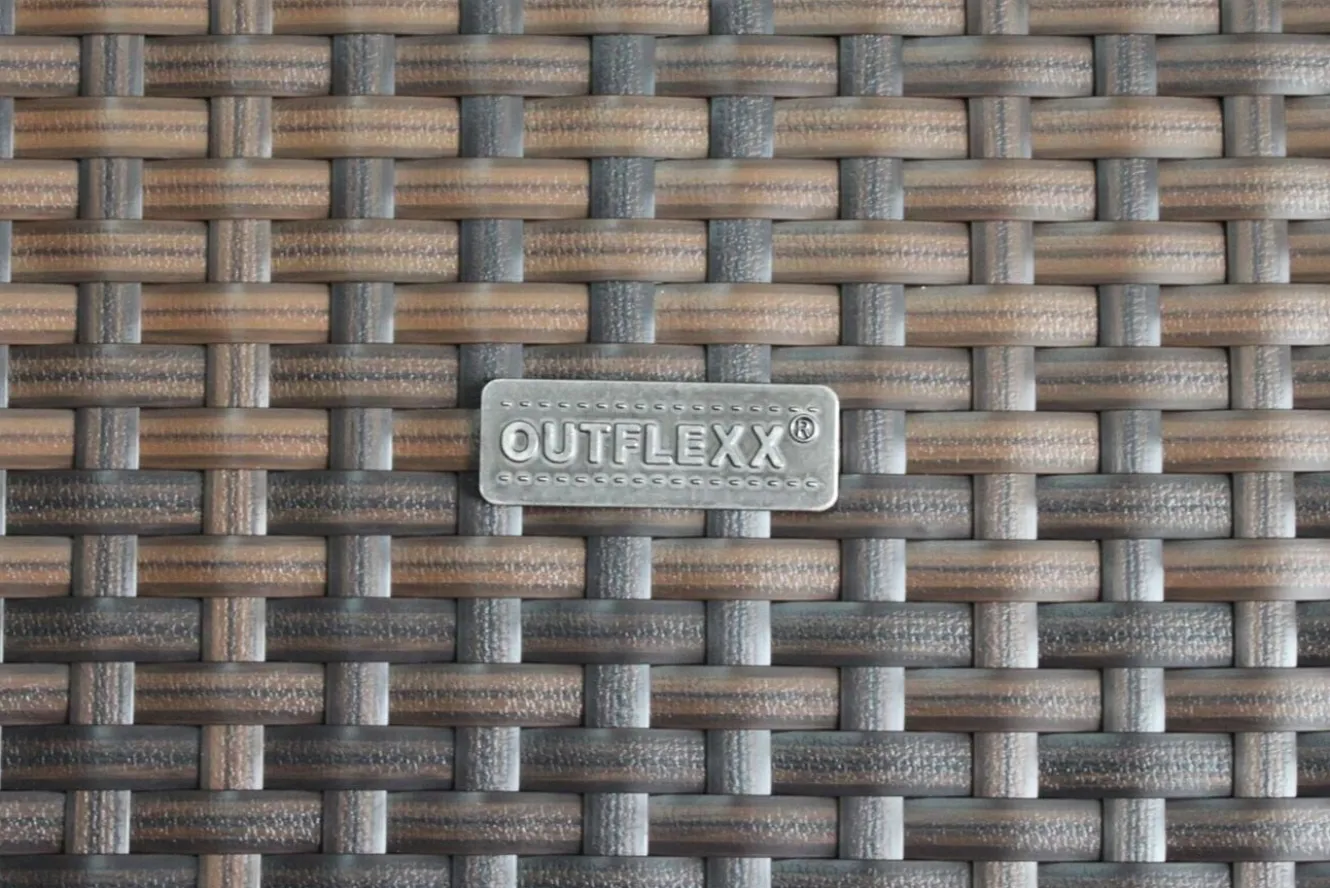 OUTFLEXX 2-Sitzer Ecksofa, braun marmoriert, Polyrattan, 145 x 85 x 70 cm, wasserfeste Kissenbox, Armlehne re.