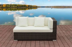 OUTFLEXX 2-Sitzer Ecksofa, braun marmoriert, Polyrattan, 145 x 85 x 70 cm, wasserfeste Kissenbox, Armlehne li.