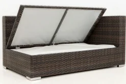 OUTFLEXX 2-Sitzer Ecksofa, braun marmoriert, Polyrattan, 145 x 85 x 70 cm, wasserfeste Kissenbox, Armlehne li.
