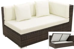 OUTFLEXX 2-Sitzer Ecksofa, braun marmoriert, Polyrattan, 145 x 85 x 70 cm, wasserfeste Kissenbox, Armlehne li.