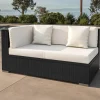 OUTFLEXX 2-Sitzer Ecksofa, creme/weiß, schwarz, Polyrattan, 145x85x70cm, Armlehne rechts, wasserfeste Kissenbox