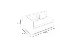 OUTFLEXX 2-Sitzer Ecksofa, creme/weiß, schwarz, Polyrattan, 145x85x70cm, Armlehne rechts, wasserfeste Kissenbox