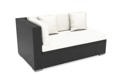 OUTFLEXX 2-Sitzer Ecksofa, creme/weiß, schwarz, Polyrattan, 145x85x70cm, Armlehne rechts, wasserfeste Kissenbox