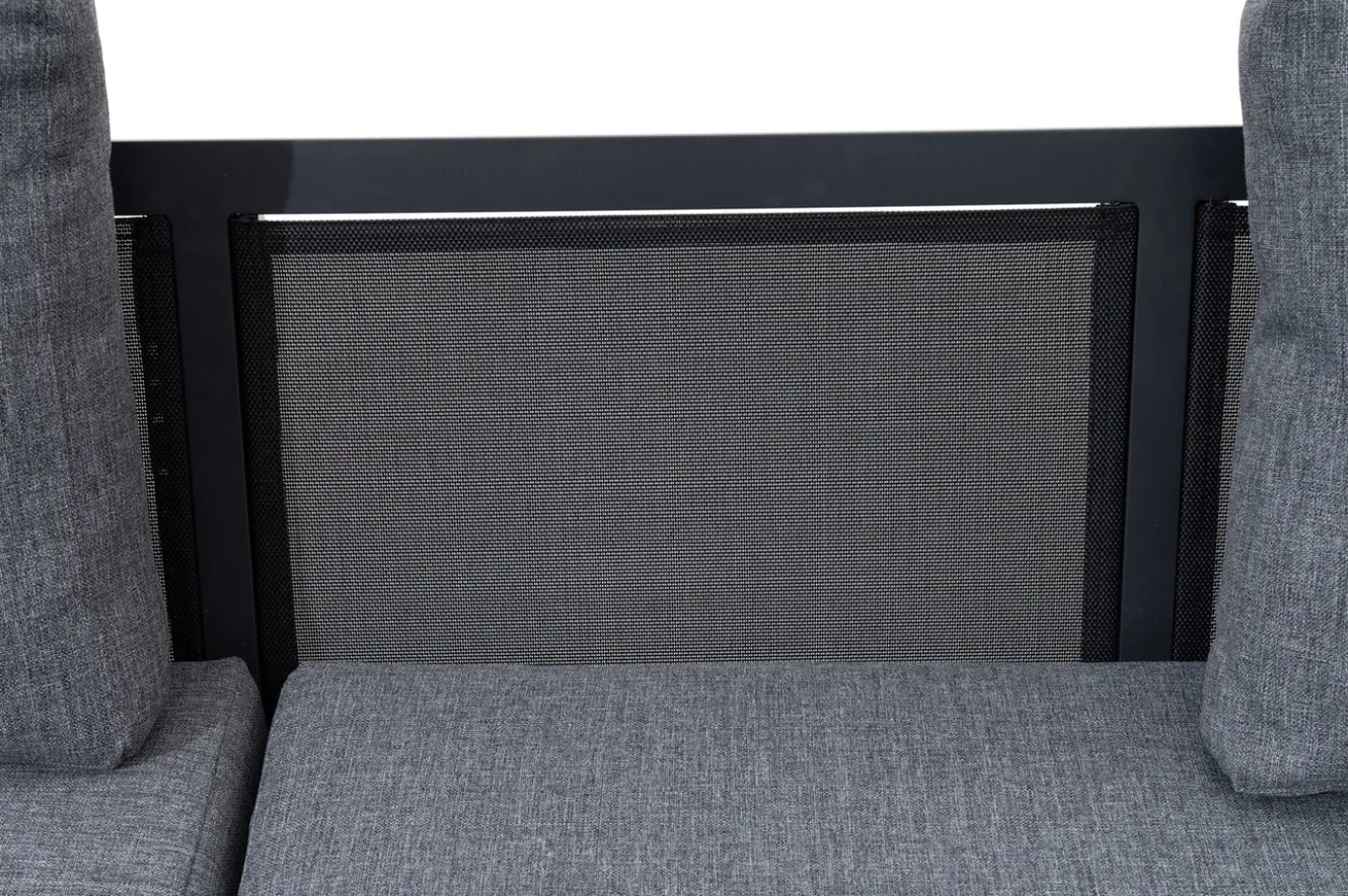 OUTFLEXX 3-Sitzer Sofa, anthrazit matt, Alu/Polyester, 167x75x66 cm, inklusive Hocker und Beistelltisch