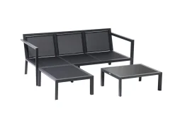 OUTFLEXX 3-Sitzer Sofa, anthrazit matt, Alu/Polyester, 167x75x66 cm, inklusive Hocker und Beistelltisch