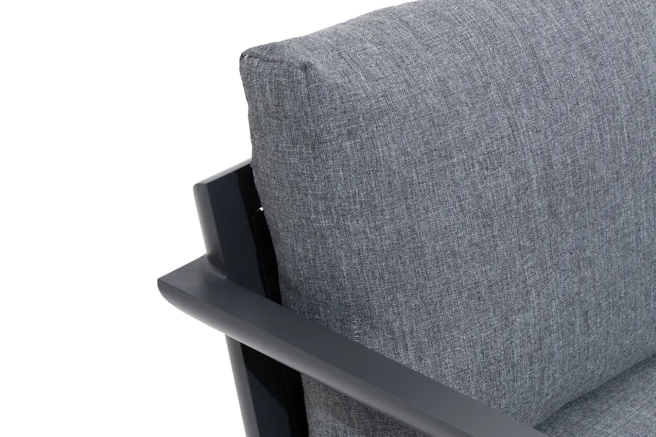OUTFLEXX 3-Sitzer Sofa, anthrazit matt, Alu/Polyester, 167x75x66 cm, inklusive Hocker und Beistelltisch