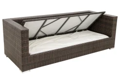 OUTFLEXX 3-Sitzer Sofa, braun marmoriert, Polyrattan, 210 x 85 x 70 cm, wasserfeste Kissenbox