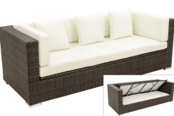 OUTFLEXX 3-Sitzer Sofa, braun marmoriert, Polyrattan, 210 x 85 x 70 cm, wasserfeste Kissenbox