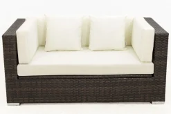 OUTFLEXX 2-Sitzer Sofa, braun marmoriert, Polyrattan, 152 x 85 x 70 cm, wasserfeste Kissenbox