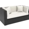 OUTFLEXX 2-Sitzer Sofa, creme/weiß, schwarz, Polyrattan 152x85x70cm, inkl. Polster und wasserfeste Kissenbox