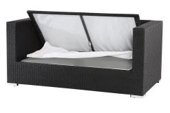 OUTFLEXX 2-Sitzer Sofa, creme/weiß, schwarz, Polyrattan 152x85x70cm, inkl. Polster und wasserfeste Kissenbox