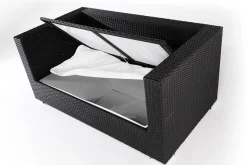 OUTFLEXX 2-Sitzer Sofa, creme/weiß, schwarz, Polyrattan 152x85x70cm, inkl. Polster und wasserfeste Kissenbox