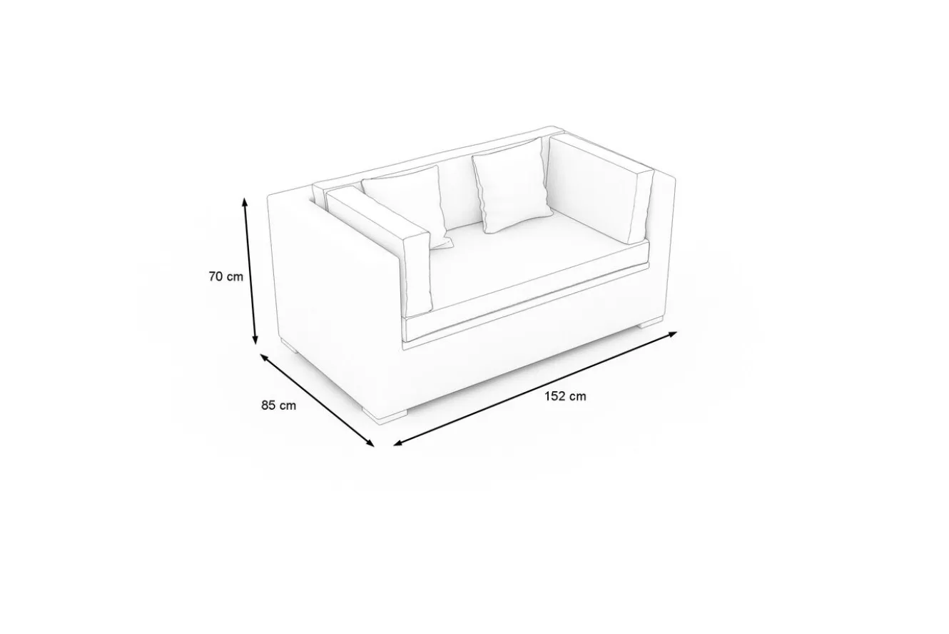 OUTFLEXX 2-Sitzer Sofa, creme/weiß, schwarz, Polyrattan 152x85x70cm, inkl. Polster und wasserfeste Kissenbox