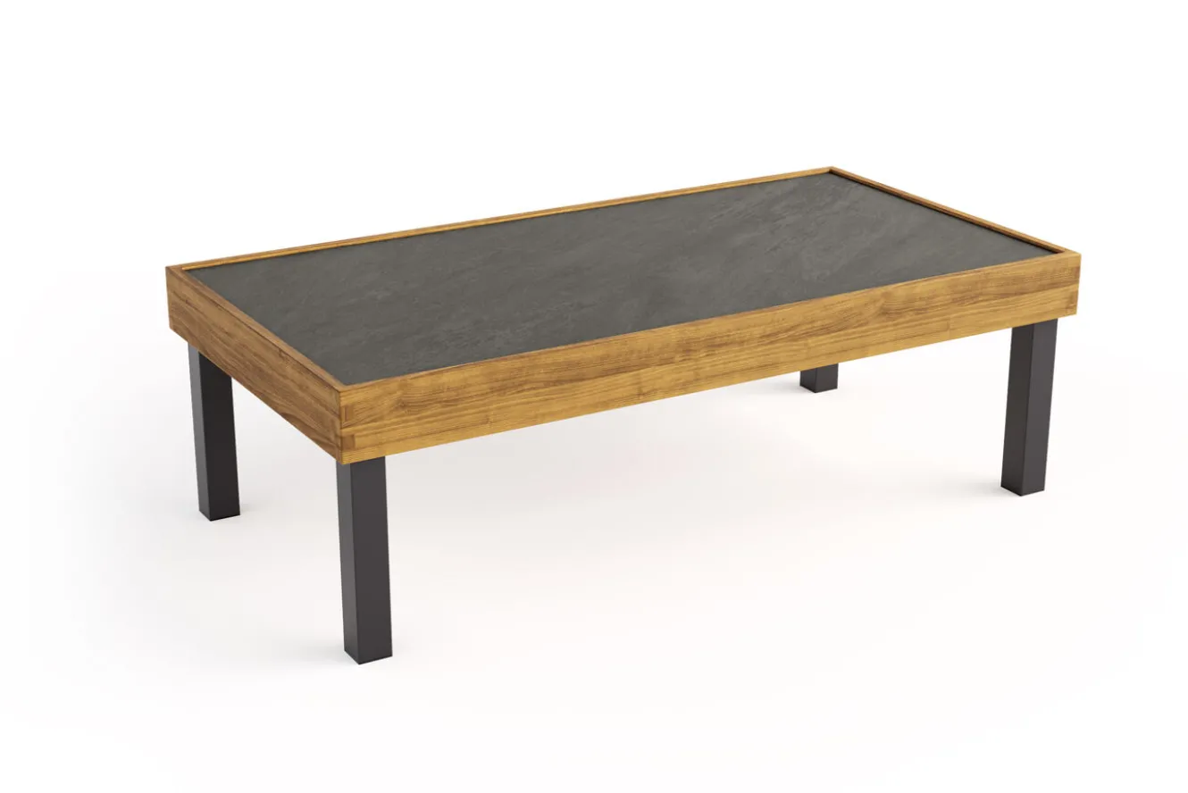 OUTFLEXX Skagen Couchtisch, Anthrazit, Teak/Aluminium, 125x65 cm, Pflegeleicht